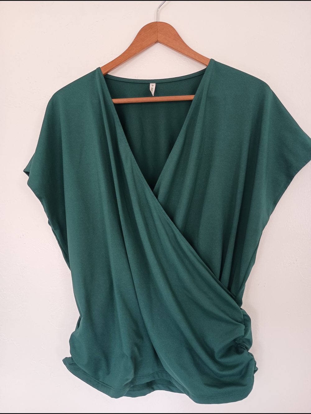 HALARA Emerald Green Wrap-Style Blouse